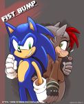  absurd_res anthro canine clothing comic conditional_dnp duo english_text fan_character female fingerless_gloves gloves hedgehog hi_res hybrid kayla-na male mammal smile sonic_(series) sonic_the_hedgehog text url video_games wolf 
