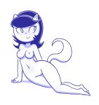  2018 blush breasts cat digital_media_(artwork) disfigure feline female hi_res kitty_katswell looking_aside lying mammal monochrome navel nickelodeon nipples nude on_side pose pussy simple_background smile solo t.u.f.f._puppy white_background 