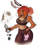 abdominal_press anmoriiii antennae_(anatomy) anthro areola arthropod beetle big_breasts blush bodily_fluids bottle bra breasts clothed clothing container duo female fur genitals giraffe-zebra_hybrid green_eyes hair hi_res insect long_hair male male/female may_beetle plump_labia puffy_areola red_body red_fur red_hair skimpy sports_bra sports_uniform standing sweat sweaty_breasts three-quarter_view towel underwear vulva