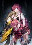  3girls 463_jun absurdres animal_between_breasts animal_ears argyle_clothes argyle_sleeves bare_shoulders black_gloves breasts brown_eyes brown_hair chaos_zero_nightmare chinese_commentary cleavage commentary_request crying crying_with_eyes_open empty_eyes feet_out_of_frame fingerless_gloves gloves hamster hand_on_another's_shoulder highres long_hair mei_lin_(chaos_zero_nightmare) multiple_girls open_mouth partially_unbuttoned purple_eyes rabbit_ears rabbit_girl red_eyes red_hair rei_(chaos_zero_nightmare) short_sleeves tears twintails veronica_(chaos_zero_nightmare) 