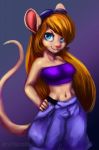  blonde_hair blue_eyes breasts chip_&#039;n_dale_rescue_rangers disney eyewear female gadget_hackwrench goggles hair long_hair looking_at_viewer mammal mouse navel rodent smile unicornblue whiskers 
