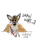 absurd_res anthro bartek22 black_eyes brown_hair canid canine chris_the_fox_(bartek22) dialogue dots drawing ear_piercing ears_up empty_eyes fox fur hair hi_res holding_object holding_pencil looking_at_viewer male mammal nails open_mouth orange_body orange_fur pencil_(object) piercing question_mark solo teeth teeth_showing text white_body white_fur