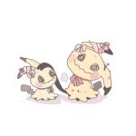  bow bowtie character_doll commentary_request doll drawn_eyes fake_tail full_body korean_commentary looking_at_viewer maenggyul98785 mimikyu no_humans pink_ribbon pokemon pokemon_(creature) pokemon_focus red_bow red_bowtie ribbon rubbing_head simple_background solo standing tail white_background 
