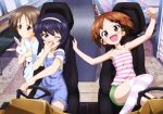  :d absurdres blue_eyes blue_hair brown_hair collarbone covering_mouth eyebrows_visible_through_hair girls_und_panzer hairband hand_over_own_mouth head_tilt highres holding holding_stuffed_animal indoors long_hair looking_at_viewer maruyama_saki multiple_girls off_shoulder official_art one_eye_closed open_mouth outstretched_arms overalls reizei_mako sakaguchi_karina shiny shiny_hair shirt short_hair short_shorts short_sleeves shorts sitting sleeveless sleeveless_shirt smile standing striped striped_legwear striped_shirt stuffed_animal stuffed_toy tears thighhighs white_hairband white_shirt yawning yoshida_nobuyoshi zettai_ryouiki 