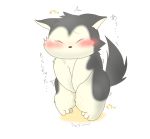  blush canine chibi eyes_closed holding_crotch japanese_text knock_kneed male mammal mouthless namoke_(artist) omorashi peeing shaking tears text translation_request urine wetting 