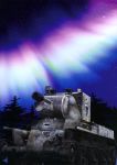  aurora bt-42 girls_und_panzer ground_vehicle highres military military_vehicle motor_vehicle night no_humans official_art outdoors scenery sky star_(sky) starry_sky tank tree yoshida_nobuyoshi 