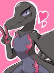  denbukuro heart lizard_girl no_humans pokemon pokemon_(creature) pokemon_(game) pokemon_sm salazzle self_shot v 