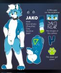 2023 anthro antlers blue_body blue_fur blue_nose chubbierjako collar collar_only colored countershading deer english_text eyewear featureless_crotch footprint fur glasses green_eyes hair hi_res horn jako_(chubbierjako) male mammal markings model_sheet multicolored_body multicolored_fur nonbinary_(lore) nude pawprint sidecut simple_background solo spots spotted_body spotted_fur text triangle_(shape) white_body white_countershading white_hair