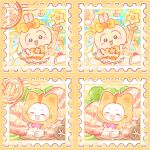  2others :3 =_= animal_ears bai_gui_hua_zi blush bow cat_ears character_name chibi chibi_only chibikemo chiikawa commission dress food furry holding holding_wand hood hood_up magical_girl mihuashi_commission momo_(nikki) multiple_others nikki_(series) other_focus pork postage_stamp postage_stamp_(medium) rabbit_ears sitting too_many_watermarks usagi_(chiikawa) wand watermark yellow_bow yellow_dress 