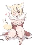  animal_ear_fluff animal_ears black_hair blonde_hair blush breasts cleavage fire_emblem fire_emblem_if fox_ears fox_tail jiino kinu_(fire_emblem_if) knees_up long_sleeves multicolored_hair parted_lips short_hair simple_background sitting solo tail two-tone_hair white_background 