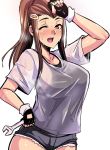  1girl brigitte_(overwatch) brown_hair megane_man overwatch see-through solo 