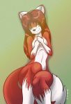  breasts featureless_breasts female foxcat fur green_eyes hair linda_wright looking_at_viewer nude red_fur red_hair solo terdburgler 