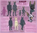  2018 albino alien anthro anubian_jackal anubis anup binding black_fur breasts canine cub deity dog english_text face_paint female fur gas_mask hayven_celestia jackal male mammal mask muscular nude pawpads religion rick_griffin rod species_sheet staff teeth text young 