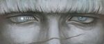  1boy 3jc4zaz1o98444 absurdres badeni blind blue_eyes chi.:_chikyuu_no_undou_ni_tsuite close-up commentary_request highres looking_at_viewer male_focus scar scar_on_face scar_on_nose short_hair solo 