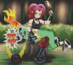 alien alien_humanoid angry bodily_fluids boots butt butt_slap choker clothed clothing corporal_punishment dialogue disney dominant dominant_female donkeysonic duo english_text exclamation_point female footwear forest forest_background freckles gloves green_body green_eyes hair hand_on_back handwear horn humanoid humanoid_pointy_ears jewelry lava lord_dominator navel necklace paddle paddling panties panties_down partially_clothed pink_sclera pinned plant pointy_ears punishment red_hair reddened_butt restrained_arms restrained_wrists shoes sitting sitting_on_log slap sneakers spank_marks spank_marks_on_ass spanked_butt spanking spanking_paddle submissive submissive_female tears text tree underwear underwear_down wander_over_yonder