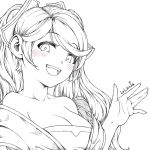  blush breasts cleavage collarbone large_breasts league_of_legends lolboja long_hair open_mouth sketch sona_buvelle 