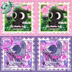  1other animal animal_ears bai_gui_hua_zi black_cat blood blood_bag blush cat character_name chibi chibi_only chibikemo commission demon_tail flower furry intravenous_drip luo_xiaohei luo_xiaohei_(cat) mihuashi_commission one_eye_closed original pink_flower pitchfork postage_stamp postage_stamp_(medium) rabbit_ears sentient_stuffed_toy tail the_legend_of_luo_xiaohei too_many_watermarks watermark yami_kawaii 