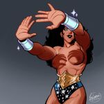  1girl \||/ commentary dc_comics double_\||/ hand_shadow_covering_breasts_(meme) highres lopez_artwork meme no_nipples open_hands outstretched_arms shadow_censor shadow_puppet solo spread_fingers topless_female wonder_woman wonder_woman_(series) 