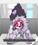  3_toes 4_fingers absurd_res all_fours anthro arm_tuft bathtub black_nose canid canid_demon canine canis caption confusion convenient_censorship demon domestic_dog elbow_tuft eyebrow_piercing eyebrows eyelashes eyeshadow facial_piercing feet female fingers fur grey_hair hair half_dime happy_hoodie hellaverse hellhound helluva_boss hi_res husky loona_(helluva_boss) makeup mammal messy_hair mythological_canine mythological_creature mythology nordic_sled_dog nude nude_female piercing pink_eyes shoulder_tuft solo spitz style_emulation suds tail teeth text toes tuft white_body white_fur wolf 