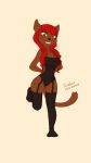 cat clothing doxhun fan_character feline female legwear lingerie looking_at_viewer mammal smilling sofia_couture standing_in_one_leg stockings wakfu 
