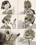  aroused blush claws dirtysparrow femdom fingering_gesture fingernails fox_hinako fox_mask fox_mask_(silent_hill) greyscale highres hooded_kimono implied_fingering implied_pegging insertion_threshold_(meme) japanese_clothes kimono long_fingernails mask meme mismatched_arms monochrome monster_arm shimizu_hinako shiromuku shiromuku_(silent_hill) silent_hill_(series) silent_hill_f tsuneki_kotoyuki uchikake 