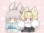  2boys alternate_costume animal_ears cat_ears chibi fire_emblem fire_emblem_fates highres japanese_clothes leo_(fire_emblem_fates) multiple_boys nknaxs open_mouth orange_eyes rabbit_ears red_eyes takumi_(fire_emblem) 