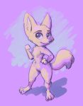  2018 anthro arctic_fox canine cheek_tuft chest_tuft claws disney featureless_crotch female fox fuel_(artist) hand_on_hip looking_at_viewer mammal nude simple_background skye_(zootopia) smile solo standing toe_claws tuft zootopia 