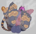 anthro balls big_balls big_breasts big_penis black_body black_fur black_sclera bodily_fluids breasts claws curling_toes d3lnsfw digit_ring dominant_face dragon evil_grin eyebrow_piercing facial_piercing feet felid foot_fetish foot_focus fur genital_piercing genitals gold_stripes gynomorph hair herm hi_res horn huge_balls huge_penis humanoid_feet hybrid hyper hyper_balls hyper_genitalia hyper_penis intersex jewelry mammal multi_tail multiple_piercings musk musky_feet mythological_creature mythological_scalie mythology nose_piercing pantherine pawpads penis penis_piercing piercing pink_eyes pink_hair plantigrade purple_eyes purple_hair ring scalie sharp_teeth shina_wylder smile solo striped_body striped_fur stripes sweat sweaty_feet tail teeth tiger toe_claws toe_ring toes