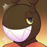 1:1 animate_inanimate antennae_(anatomy) anthro ax&amp;l_(crowbrainer) bite farigiraf generation_2_pokemon generation_9_pokemon girafarig giraffe giraffid gradient_background headshot_portrait hybrid_pokemon icon impact_lines lidded_eyes living_plushie looking_at_viewer male mammal nintendo plushie pokemon pokemon_(species) portrait rindeadsong seam_(sewing) sharp_teeth simple_background smile solo stitch_(sewing) teeth toothy_grin yellow_sclera