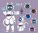 2025 3_toes 4_fingers :3 :o angry anthro anthrofied arm_tattoo aroused artist_logo bellabot black_face blue_eyes blue_fingers blue_inner_ear blue_mouth blue_nose blue_pawpads blue_screen_of_death blue_toes blush blush_lines bodily_fluids breasts caution_sign cel_shading chart cheek_tuft club_arms cross-popping_vein cutaway domestic_cat english_text eyes_closed facial_expressions facial_tuft featureless_breasts featureless_crotch feet felid feline felis female fingers floating_fingers for_a_head front_view full-length_portrait gesture grey_background half-closed_eyes height_chart hello_world hi_res hindpaw ka-t logo looking_at_viewer looking_back looking_back_at_viewer machine mammal medium_breasts message_box microsoft microsoft_windows model_sheet multiple_images name_drop narrowed_eyes object_head open_:3 open_mouth open_smile pawpads paws portrait pudu_robotics razgrizdl rear_view robot robot_anthro robot_joints screen screen_face screen_head segmented_body shaded simple_background smile solo spanish_text speech_bubble standing surprised sweat sweatdrop talking_to_viewer tattoo text thick_thighs three-quarter_portrait toes tuft waving white_body wide_eyed wide_hips