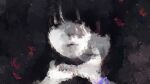  2girls amakura_mayu black_background black_eyes black_hair blending bug butterfly closed_mouth commentary_request evil_smile fatal_frame fatal_frame_ii:_crimson_butterfly gradient_background hands_on_another's_neck kurosawa_sae looking_at_viewer multiple_girls ou_(2z2zoun) pale_skin parted_lips portrait red_butterfly short_hair smile 
