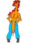 anthro big_penis bodily_fluids cum cum_drip dripping fur genital_fluids genitals giraffe giraffid hair herm hi_res hooves intersex intersex/intersex mammal mirabella orange_body orange_fur penis red_hair solo zesty83