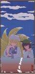  2girls absurdres animal_ear_fluff animal_ears animal_hat blonde_hair blue_tabard cat_ears cat_tail chen chinese_commentary commentary_request dress earrings fox_tail green_hat hanashizuku2 hat highres hoop_earrings incredibly_absurdres jewelry kitsune long_sleeves mob_cap multiple_girls multiple_tails nekomata own_hands_together red_vest shirt short_hair tabard tail touhou translation_request two_tails vest white_dress white_shirt wide_sleeves yakumo_ran yellow_eyes 