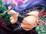  1girl :o anal anus armpits ass bdsm blue_hair blush bound bound_legs breasts buckle censored clothing_aside cum cum_in_ass cum_in_pussy cum_on_ass cum_on_body demon_girl double_penetration elbow_gloves game_asset gloves grabbed_by_tentacles grabbing_another's_breast groping hair_over_one_eye horns inoino kara_(monsters_raid) large_breasts leotard leotard_aside long_hair monster monsters_raid mosaic_censoring non-web_source official_art open_mouth pointy_ears pussy rape red_eyes restrained self-datamine sideboob solo spread_legs surprised suspension tentacle_pit tentacle_sex tentacles thighhighs thong thong_leotard vaginal variant_set very_long_hair visual_novel_cg 