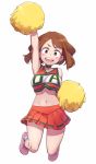  :d alternate_costume arm_up armpits blush_stickers boku_no_hero_academia bouncing_breasts breasts brown_eyes brown_hair cheerleader choker crop_top full_body highres jumping large_breasts looking_at_viewer midriff mochi_(mochi444420) navel open_mouth pleated_skirt pom_poms round_teeth shoes short_hair simple_background skirt sleeveless smile socks solo teeth unaligned_breasts upper_teeth uraraka_ochako white_background 