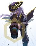  absurdres aiming aiming_at_viewer alternate_costume armband black_coat black_jacket black_necktie black_pants blue_archive coat cosplay eri_(blue_archive) grey_hair gun halo highres holding holding_gun holding_weapon jacket julmunui_songsari limbus_company looking_at_viewer necktie open_mouth pants project_moon purple_armband shirt shouting textless_version weapon white_shirt wildhunt_art_academy_logo yellow_eyes yellow_halo 