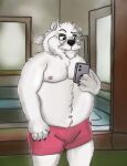 aged_up anthro bear belly boris_mrazovito clothing electronics gay_dads male mammal mature_male middle_aged musclegut muscular overweight overweight_anthro phone polar_bear professor solo squirmynoodle teacher underwear ursine