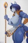 2026 5_fingers absurd_res accessory anthro areola armor artist_name big_breasts big_penis black_nose blue_areola blue_body blue_fur blue_hair blue_nipples blue_tail bottomwear breasts canid canine choker clothed clothing crossgender crown erection eyebrows eyelashes fingers fox ftg_crossgender fti_crossgender fur fur_markings furgonomics genitals gynomorph hair half-closed_eyes hand_on_hip headgear hi_res holding_object holding_staff huge_breasts huge_penis intersex jewelry krystal's_staff krystal_(star_fox) lips loincloth mammal markings narrowed_eyes necklace nintendo nipples pancarta pauldron penis short_hair solo staff standing star_fox tail tail_accessory tailband teal_eyes text thick_bottom_lip thick_thighs tiara topless
