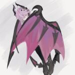  1boy black_boots boots brush_stroke commentary_request dragon_boy dragon_horns dragon_wings durin_(genshin_impact) genshin_impact gloves grey_background horns male_focus medium_hair non_non291 purple_hair sleeping solo white_gloves wings 