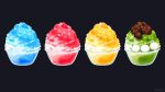  artist_name black_background bowl commentary_request food food_focus glass_bowl highres no_humans original rizu_(rizunm) shaved_ice simple_background 