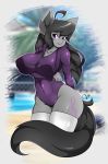  2018 anthro anthrofied big_breasts black_hair breasts clothing cutie_mark equine female friendship_is_magic hair hoodie horse legwear leotard looking_at_viewer mammal my_little_pony nipple_bulge octavia_(mlp) pony solo stockings zzvinniezz 