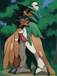  avian decidueye erection feathers hand_on_penis katahane3 male nintendo penis pok&eacute;mon pok&eacute;mon_(species) pose solo tapering_penis video_games 