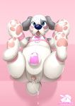  2018 animate_inanimate anthro anus barnaby_(overzen) bdsm blush butt canine cum cum_in_ass cum_inside digital_drawing_(artwork) digital_media_(artwork) dirtybird dog english_text feet harness inflatable living_inflatable lock male mammal markings nude old_english_sheepdog open_mouth pawpads pink_background pink_pawpads presenting presenting_hindquarters rubber sex_toy sheepdog shiny simple_background solo text tongue tongue_out 