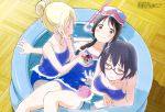  :d absurdres alternate_hairstyle arm_support asobi_asobase bangs bare_legs bare_shoulders black-framed_eyewear black_hair blonde_hair blue_swimsuit blush breast_hold breasts brown_eyes closed_eyes collarbone colored_eyelashes competition_school_swimsuit day diving_mask diving_mask_on_head embarrassed eyebrows_visible_through_hair fingernails folded_ponytail from_above glasses hair_between_eyes hair_over_shoulder hair_up half-closed_eyes happy highres holding honda_hanako itou_mayuka large_breasts laughing light_smile long_hair looking_afar looking_at_another looking_at_viewer looking_away low_twintails lying magazine_scan marble megami multiple_girls nomura_kasumi official_art olivia_(asobi_asobase) on_back one-piece_swimsuit open_mouth outdoors parted_bangs partially_submerged pink-framed_eyewear ponytail scan school_swimsuit semi-rimless_eyewear shadow shiny shiny_hair short_hair sideboob sidelocks sitting skindentation small_breasts smile snorkel straight_hair sunlight swimsuit taut_clothes tongue twintails wading_pool water_yoyo wide-eyed wooden_floor 