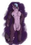  2018 4_eyes alien anthro big_pecs digital_media_(artwork) featureless_crotch feline floof fluffy fur geno28_(artist) hair hi_res kurt_the_thunderfloof looking_at_viewer male mammal multi_eye muscular muscular_male nipples nude pecs pose signature simple_background smile solo standing thick_thighs 