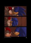  ! &lt;3 blue_fur blush breasts canine clothing coat comic conditional_dnp duo exposed_breasts eyelashes eyes_closed fangs female fur gloves grey_fur hair hedgehog hybrid kayla-na kaylana_lobinski kissing male male/female mammal quills red_hair saliva saliva_string sonic_(series) sonic_the_hedgehog surprise tongue tongue_out wolf 