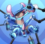  2018 3_toes 4_fingers abstract_background airspray alien anthro anus balls blindfold blue_background brown_fur bulge costume digital_drawing_(artwork) digital_media_(artwork) disney experiment_(species) fur lilo_and_stitch male mammal mouse multicolored_fur nearu-senpai notched_ear nude oral penis red_nose rodent rubber sex_toy shiny simple_background solo spiral_background sprial stitch sweat teeth toes transformation trevor_fox_(character) 