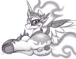 2018 anatomically_correct anatomically_correct_pussy animal_genitalia animal_pussy butt cutie_mark daybreaker_(mlp) equine equine_pussy feathered_wings feathers female feral friendship_is_magic hi_res horn looking_at_viewer mammal my_little_pony pussy selenophile sex_toy solo winged_unicorn wings 