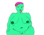  belly breasts female forked_tongue hair maverick115 overweight pink_hair pussy reptile scalie solo tongue 