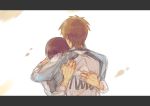  2boys dark_hair hair hug light_hair male male_focus multiple_boys yaoi 